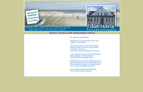 Vorschau von www.norderney-filia-maris.de, Ferienwohnung Ridders