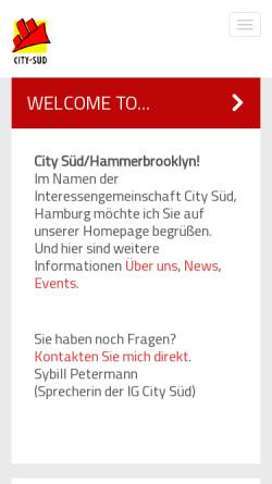 Vorschau der mobilen Webseite www.hamburg-city-sued.de, IG City Süd