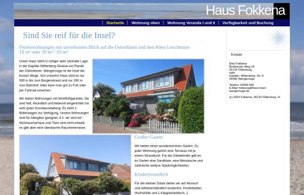 Vorschau von www.fewo-insel-wangerooge.de, Haus Fokkena