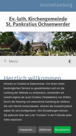 Vorschau der mobilen Webseite www.kirche-ochsenwerder.de, Ochsenwerder