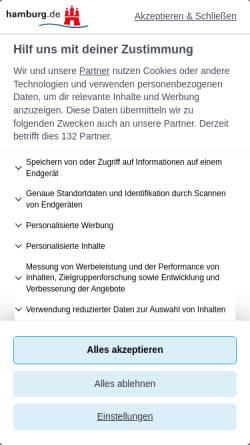 Vorschau der mobilen Webseite www.hamburg.de, Badegewässer - Untersuchung der Wasserqualität