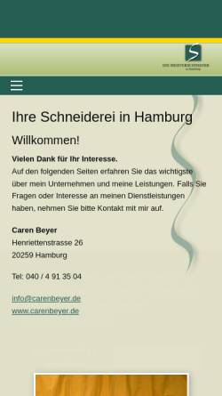 Vorschau der mobilen Webseite carenbeyer.de, Caren Beyer - Die Meisterschneider