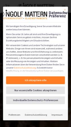 Vorschau der mobilen Webseite www.mattern-hamburg.de, Werkstatt für Holzblasinstrumente Ingolf Mattern