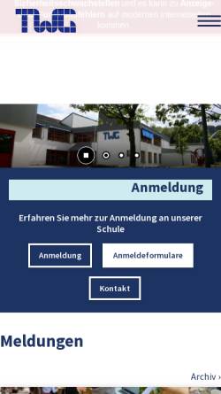 Vorschau der mobilen Webseite www.twg-dillingen.de, TWG Technisch-Wissenschaftliches Gymnasium