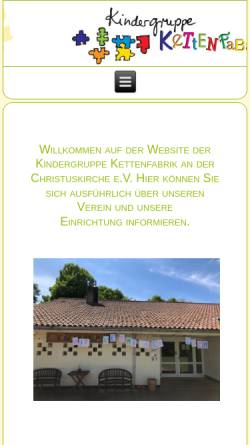 Vorschau der mobilen Webseite www.kindergruppe-kettenfabrik.de, Kindergruppe Kettenfabrik an der Christuskirche e.V. Rotenbühl