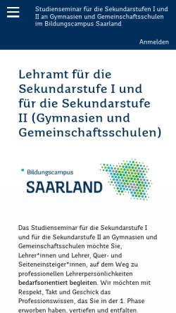 Vorschau der mobilen Webseite www.studsemgym-saar.de, Staatliches Studienseminar für das Lehramt an Gymnasien und Gesamtschulen