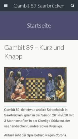 Vorschau der mobilen Webseite www.gambit89.de, Schachverein Saarbrücker Gambit 1989 e.V.