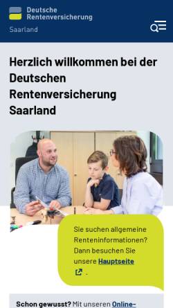 Vorschau der mobilen Webseite www.deutsche-rentenversicherung.de, Deutsche Rentenversicherung Saarland