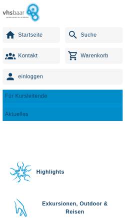Vorschau der mobilen Webseite vhs-baar.de, Volkshochschule Baar