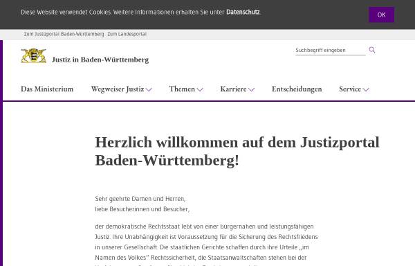 Vorschau von www.justiz.baden-wuerttemberg.de, Justizministerium