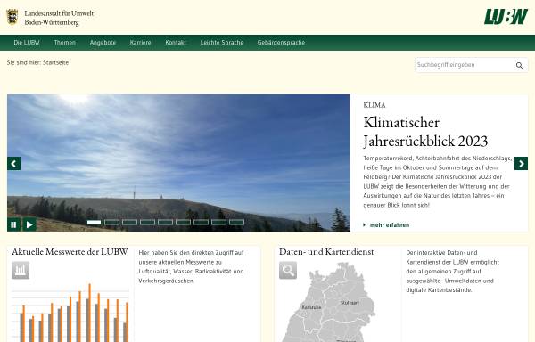 Vorschau von www.lubw.baden-wuerttemberg.de, Landesanstalt für Umwelt, Messungen und Naturschutz Baden-Württemberg