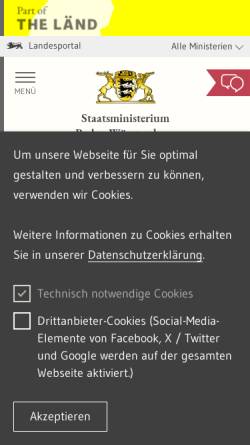 Vorschau der mobilen Webseite stm.baden-wuerttemberg.de, Staatsministerium