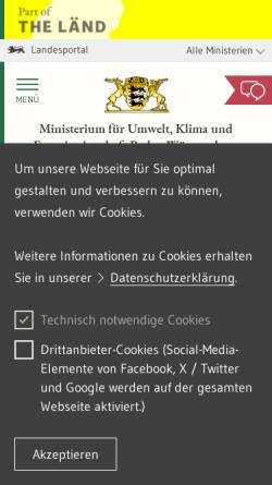 Vorschau der mobilen Webseite um.baden-wuerttemberg.de, Umweltministerium