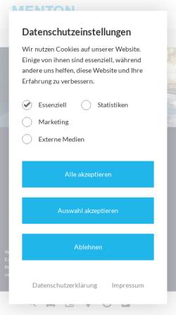 Vorschau der mobilen Webseite menton.de, Menton Automobilcenter