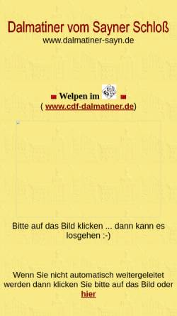Vorschau der mobilen Webseite dalmatiner-vom-sayner-schloss.de, Dalmatinerzucht vom Sayner Schloss