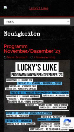 Vorschau der mobilen Webseite luckys-luke.de, Lucky's Luke