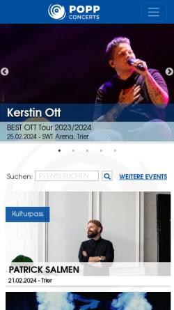 Vorschau der mobilen Webseite www.poppconcerts.de, Punk und Rock im Großraum Trier