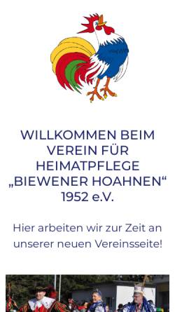 Vorschau der mobilen Webseite www.heimatpflegeverein-biewer.de, Verein für Heimatpflege Trier-Biewer - Biewener Hoahnen 1952 e.V.