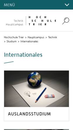 Vorschau der mobilen Webseite www.hochschule-trier.de, Fachhochschule für Edelstein und Schmuckdesign