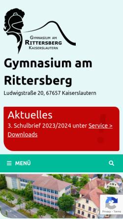 Vorschau der mobilen Webseite www.rittersberg.de, Gymnasium am Rittersberg