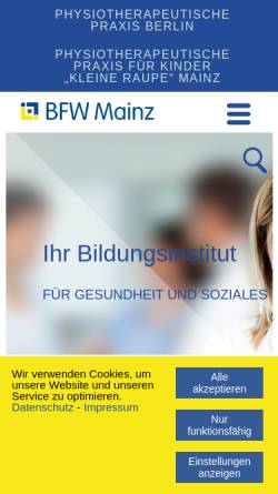Vorschau der mobilen Webseite www.edsmainz.de, Elisabeth-Dicke-Schule gemeinnützige GmbH - Zentrum für physikalische Therapie