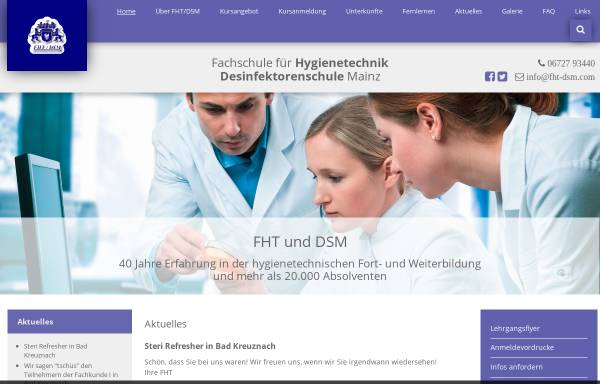 Vorschau von www.fht-dsm.com, FHT/DSM - Fachschule für Hygienetechnik/Desinfektorenschule Mainz