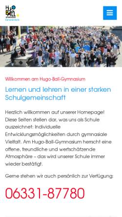 Vorschau der mobilen Webseite hbgps.de, Hugo-Ball-Gymnasium Pirmasens