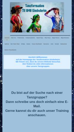 Vorschau der mobilen Webseite www.tanzformation-gimbsheim.de, Tanzformation des TV 1848 Gimbheim