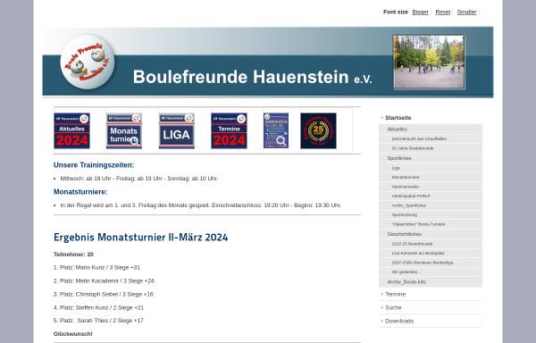 Vorschau von www.boulefreun.de, Boulefreunde Hauenstein e.V. Pfalz