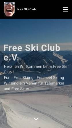 Vorschau der mobilen Webseite www.freeskiclub.de, Free Ski Club e.V.