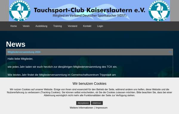 Vorschau von tauchsportclubkl.de, TCK Tauchsportclub Kaiserslautern e.V.