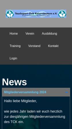 Vorschau der mobilen Webseite tauchsportclubkl.de, TCK Tauchsportclub Kaiserslautern e.V.