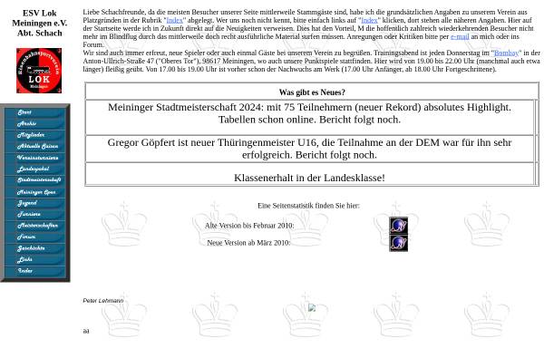Vorschau von www.meiningen.net, ESV Lok Meiningen e.V. Abt. Schach