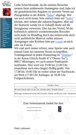 Vorschau der mobilen Webseite www.meiningen.net, ESV Lok Meiningen e.V. Abt. Schach
