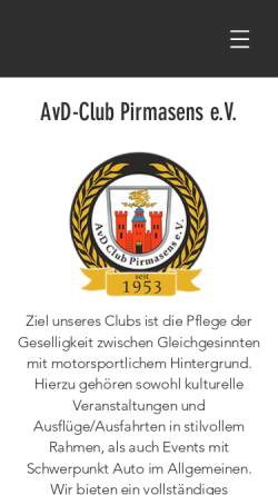 Vorschau der mobilen Webseite www.avd-pirmasens.de, AvD Club Pirmasens e.V.