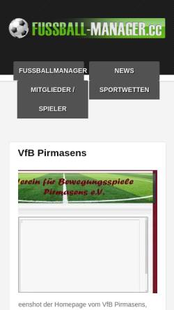 Vorschau der mobilen Webseite www.vfb-pirmasens.de, VfB Post Pirmasens e.V.