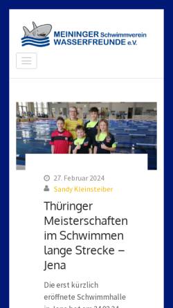 Vorschau der mobilen Webseite www.svwasserfreunde.de, Meininger Schwimmverein Wasserfreunde e.V
