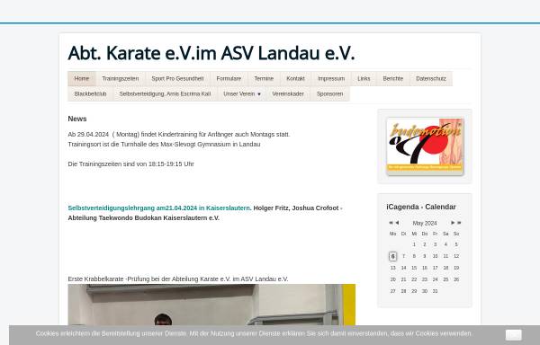 Vorschau von www.asv-karate.de, Karateabteilung im ASV Landau e.V.