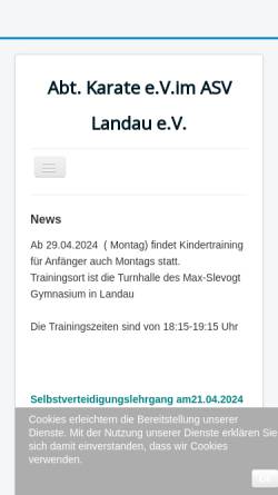 Vorschau der mobilen Webseite www.asv-karate.de, Karateabteilung im ASV Landau e.V.