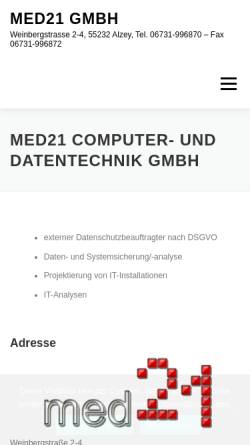 Vorschau der mobilen Webseite www.med21.de, Med21 - Stefan Meierhöfer