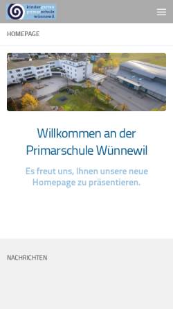 Vorschau der mobilen Webseite www.pswuennewil.ch, Kindergarten Primarschule Wünnewil