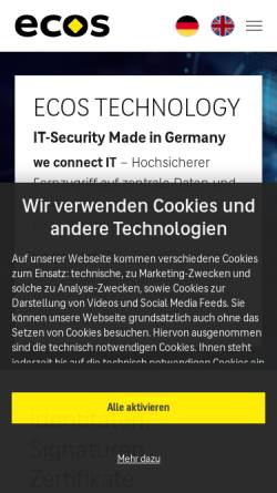 Vorschau der mobilen Webseite www.ecos.de, ecos electronic communication services GmbH