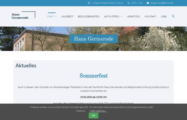 Vorschau von www.hausgermerode.de, Fachklinik Haus Germerode