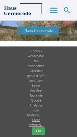 Vorschau der mobilen Webseite www.hausgermerode.de, Fachklinik Haus Germerode
