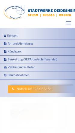 Vorschau der mobilen Webseite www.stadtwerke-deidesheim.de, Stadtwerke Deidesheim GmbH