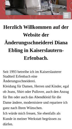 Vorschau der mobilen Webseite www.schneiderei-ebling.de, Änderungsschneiderei Ebling