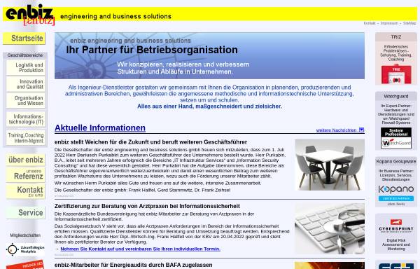 Vorschau von enbiz.de, Enbiz engineering and business solutions