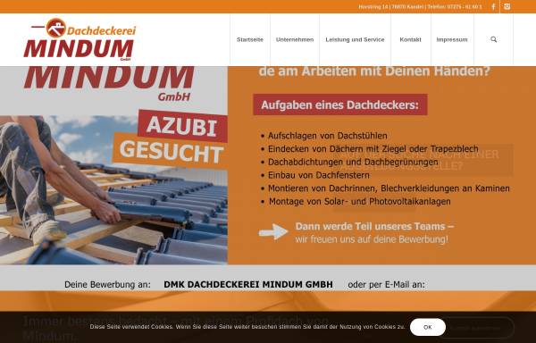 Vorschau von www.dachdeckerei-mindum.de, Dachdeckerei Mindum