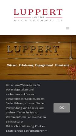 Vorschau der mobilen Webseite www.luppert.de, Rechtsanwaltskanzlei Dr. Luppert & Becker
