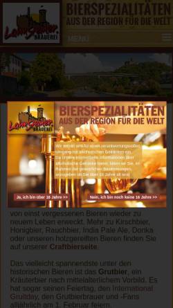 Vorschau der mobilen Webseite www.lahnsteiner-brauerei.de, Lahnsteiner Brauerei